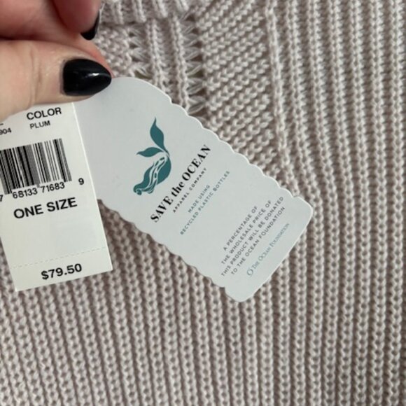 NWT Save the Ocean Sustainable Color Block Pullover Turtleneck Poncho size O/S - Picture 4 of 5